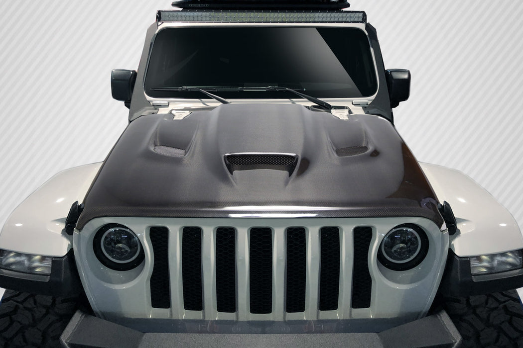 2018-2025 Jeep Wrangler JL Gladiator JT Carbon Creations Hellcat Look Hood - 1 piece
