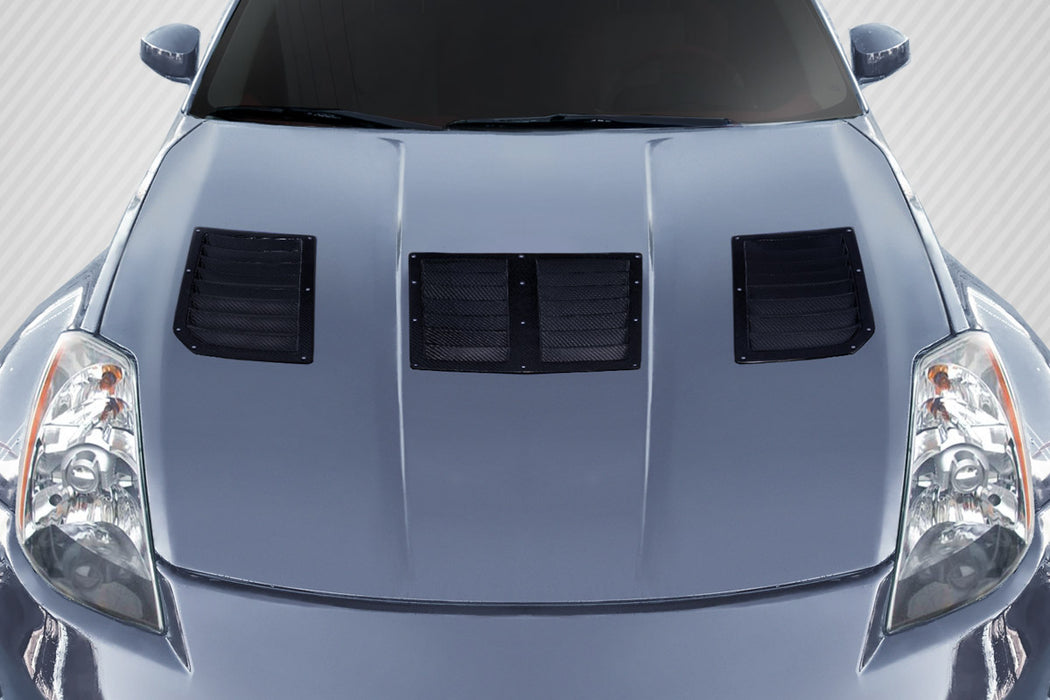 2003-2006 Nissan 350Z Z33 Carbon Creations GT1 Hood Vents - 3 Piece (S)