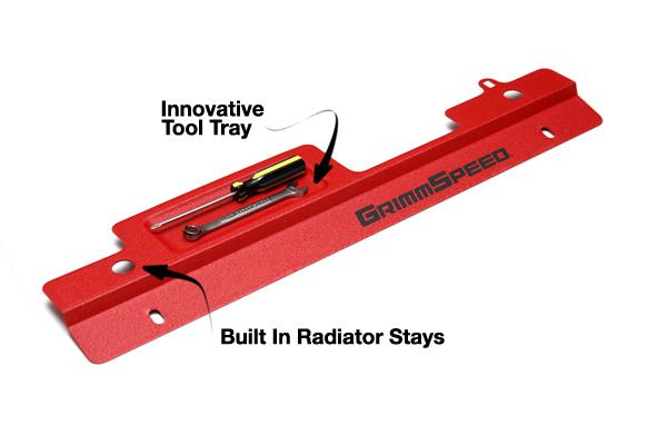 GrimmSpeed 02-07 Subaru Impreza/WRX / 04-07 STI Radiator Shroud w/Tool Tray - Red