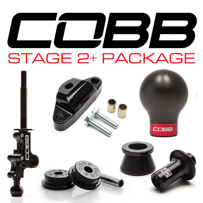 Cobb Stage 2+ Drivetrain Package w/Weighted Black Knob + White/Stealth Black Lockout 2004-2021 STI