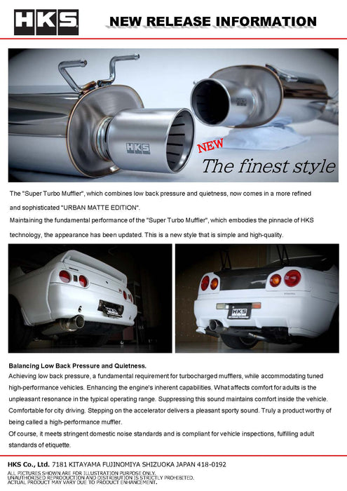 HKS Urban Matte Edition Super Turbo Muffler 1989-1994 Nissan Skyline GT-R (BNR32)