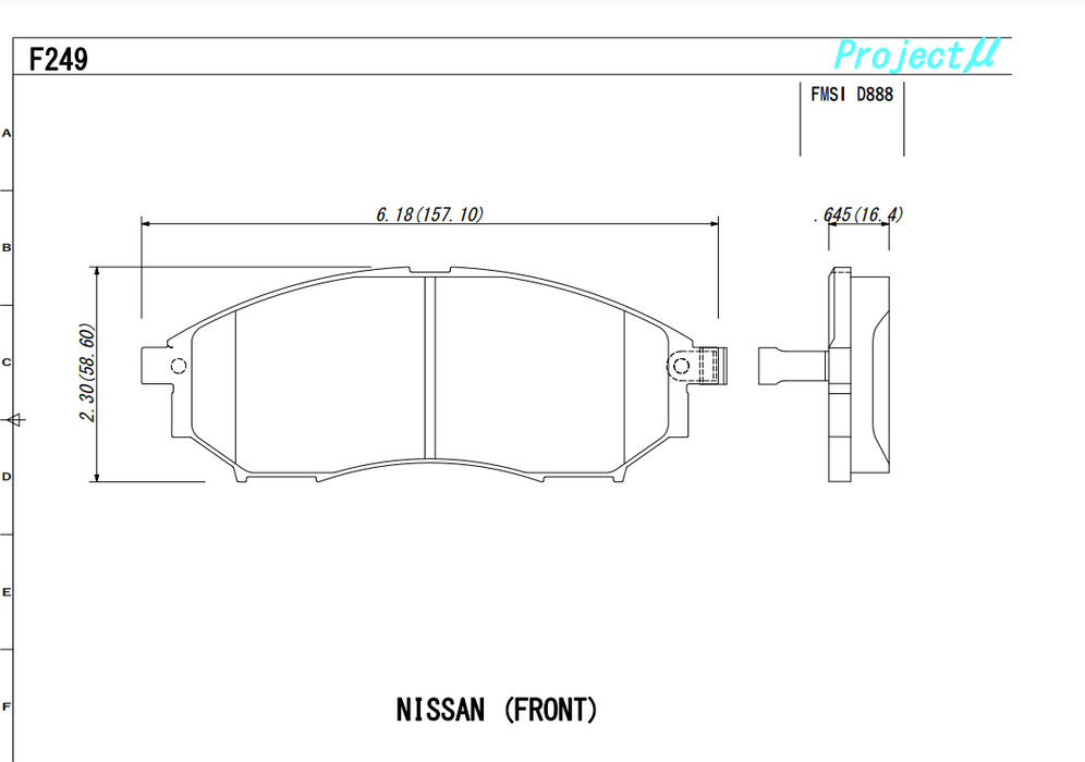 Project Mu TYPE NS Front Brake Pads 2009+ 370Z Base / 2009-2013 G37 (Standard Caliper Only)