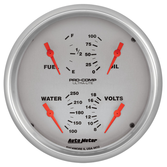 Autometer Ultra-Lite Quad Gauge 5in. 240Ohm (E) - 33Ohm (F) Electric