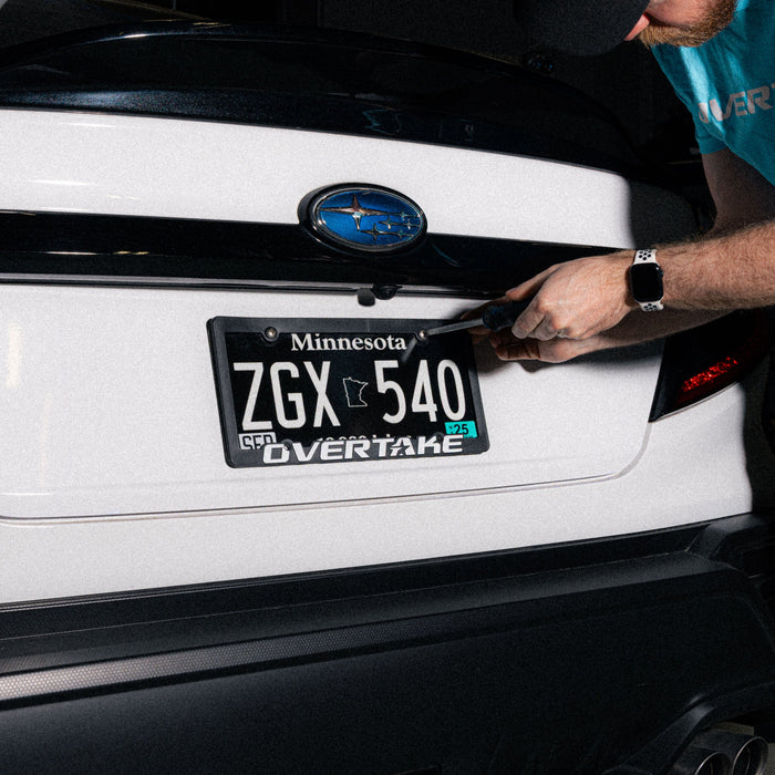 OVERTAKE License Plate Frames - Plastic
