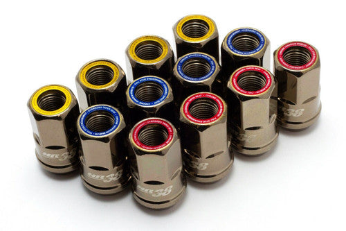 Muteki HR50 Open End Lug Nuts - Black w/ Red Ring 14x1.5