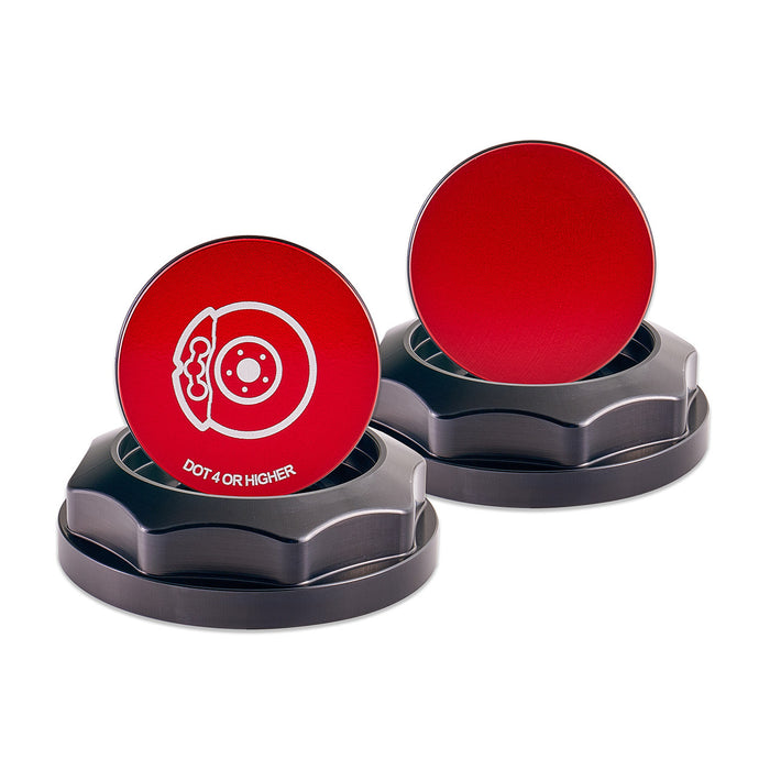 IAG Revolve Brake Fluid Reservoir Cap w/ Anodized Red Accent for 2002-2024 WRX 2004-2021 STI / 2005-2009 LGT / 2004-2008 FXT / 2013-2024 BRZ