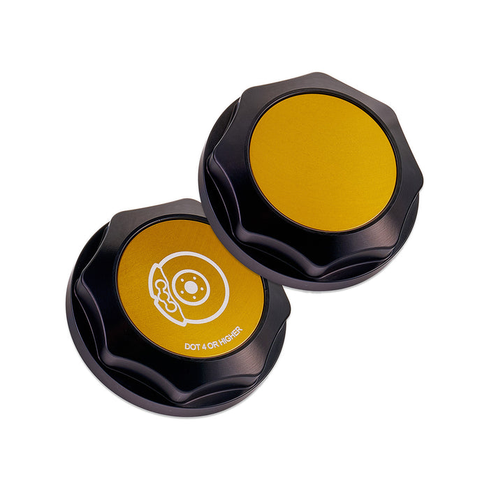 IAG Revolve Brake Fluid Reservoir Cap w/ Anodized Gold Accent for 2002-2024 WRX 2004-2021 STI / 2005-2009 LGT / 2004-2008 FXT / 2013-2024 BRZ