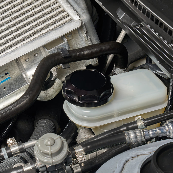 IAG Revolve Brake Fluid Reservoir Cap w/ Anodized Black Accent for 2002-2024 WRX 2004-2021 STI / 2005-2009 LGT / 2004-2008 FXT / 2013-2024 BRZ
