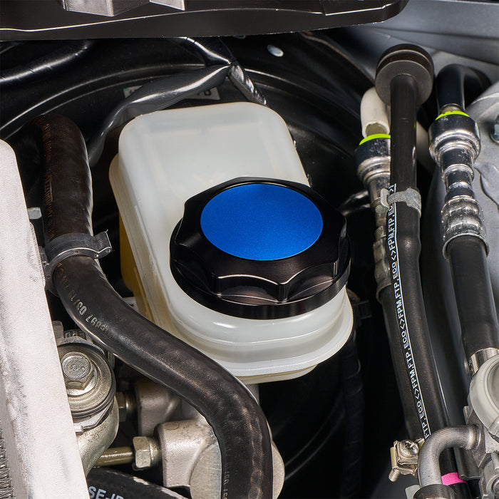 IAG Revolve Brake Fluid Reservoir Cap w/ Anodized Blue Accent for 2002-2024 WRX 2004-2021 STI / 2005-2009 LGT / 2004-2008 FXT / 2013-2024 BRZ