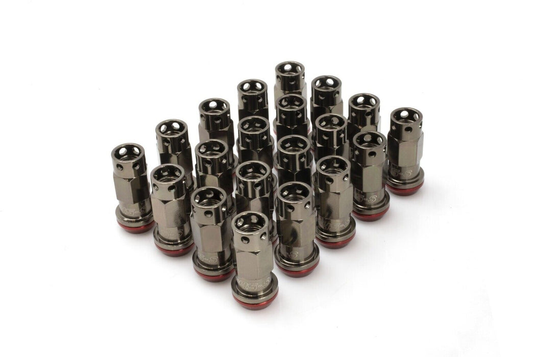 Muteki SR45-S Lug Nut Kit 12x1.5 - Smoke Titanium w/ Red Washers