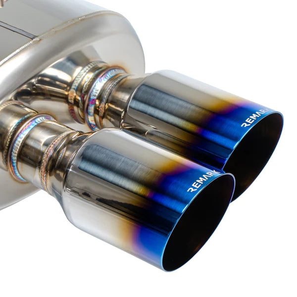 Remark Non-Resonated Quad Exit Catback Exhaust w/ Single Wall 4"Burnt Tips