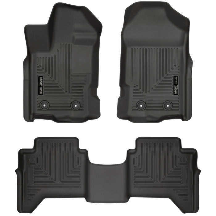 Husky Liners 2019+ Ford Ranger SuperCrew Cab WeatherBeater Black Front & 2nd Seat Floor Liners