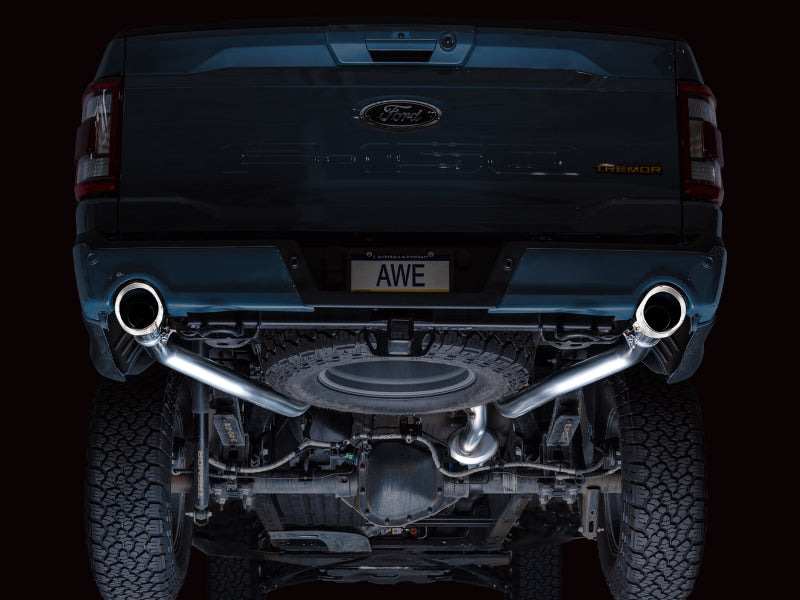AWE Tuning 2021+ Ford F150 Tremor w/ Bumper Cutouts 0FG Non-Resonated Catback w/ Chrome Silver Tips