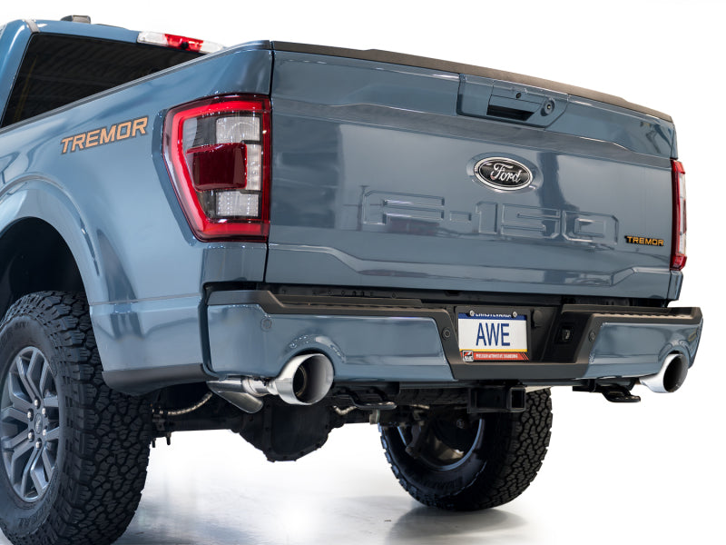 AWE Tuning 2021+ Ford F150 Tremor w/ Bumper Cutouts 0FG Non-Resonated Catback w/ Chrome Silver Tips