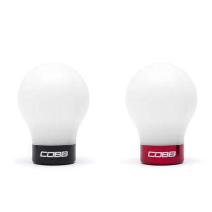 COBB Weighted Round Delrin Shift Knob White w/ Interchangeable Base 6 Speed Subaru Models