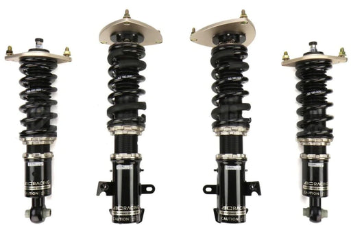 Image featuring BC Racing Coilovers with a standard 8k/8k spring rate. These high-quality coilovers are equipped with a balanced spring rate, providing optimal suspension performance for improved handling and ride comfort in various vehicle applications.