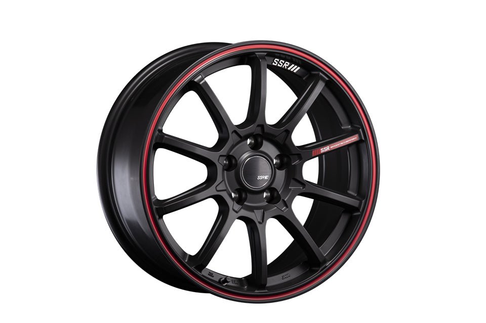 SSR GTV05 5x114.3 19x8.0 Offset 45 Flat Black w/ Red Line