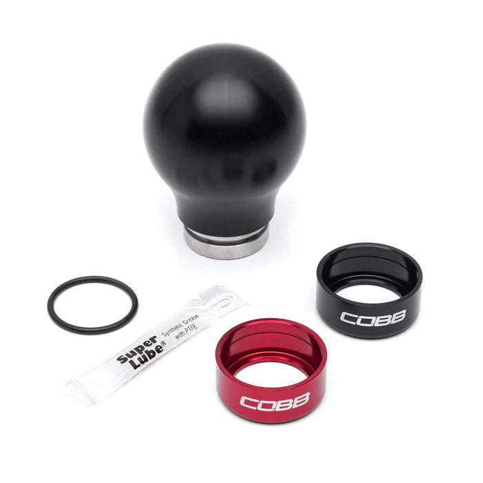 COBB Weighted Round Delrin Shift Knob Black w/ Interchangeable Base 6 Speed Subaru Models