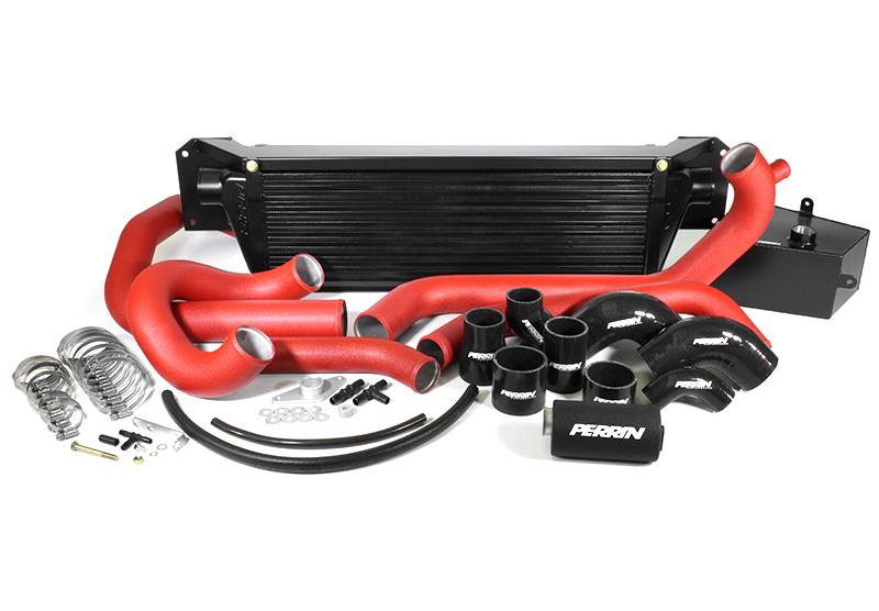 Perrin Performance Red Boost Tubes w/ Black Silicone Couplers for FMIC 2015-2021 STI