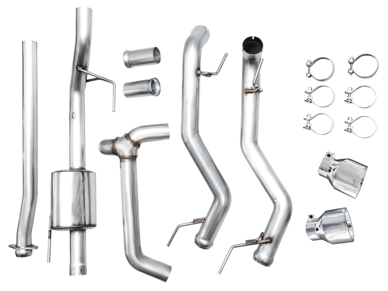 AWE Tuning 2021+ Ford F150 Tremor w/ Bumper Cutouts 0FG Non-Resonated Catback w/ Chrome Silver Tips