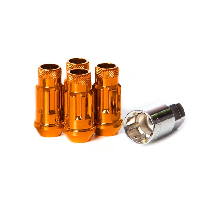 Muteki SR48 Open End Locking Lug Nut Set of 4 - Orange 12x1.5 48mm