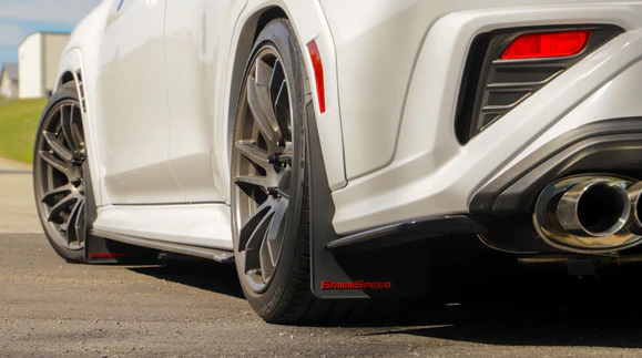 Grimmspeed Mudflaps - Black w/ Red Lettering 2022-2025 Subaru WRX
