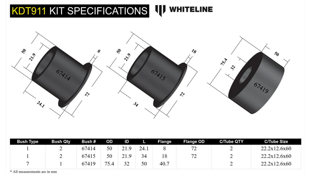 Whiteline Front / Rear Differential Mount Bushings 2003-2008 350Z / 2003-2007 Infiniti G35