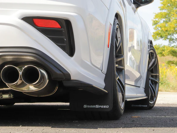 Grimmspeed Mudflaps - Black w/ White Lettering 2022-2025 Subaru WRX