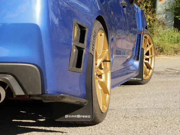 Grimmspeed Mudflaps - Black w/ White Lettering 2015-2021 WRX / 2015-2021 STI