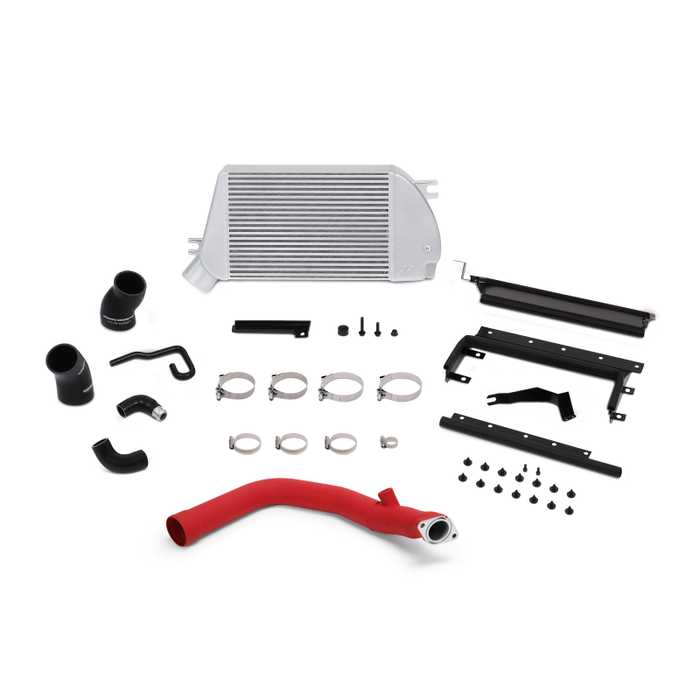 Mishimoto Top-Mount Intercooler Kit - Silver w/ Wrinkle Red Pipes 2015-2021 WRX