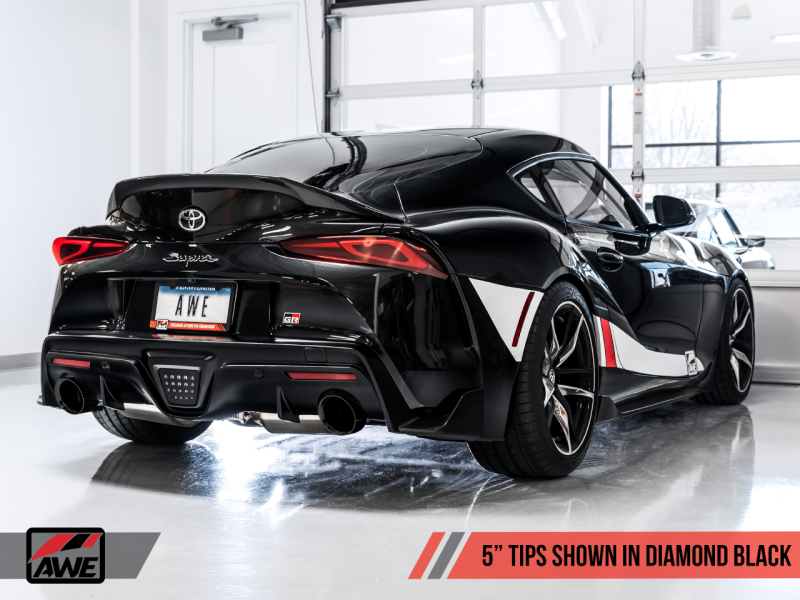 AWE 2020+ Toyota Supra A90 Resonated Touring Edition Exhaust - 5in Diamond Black Tips