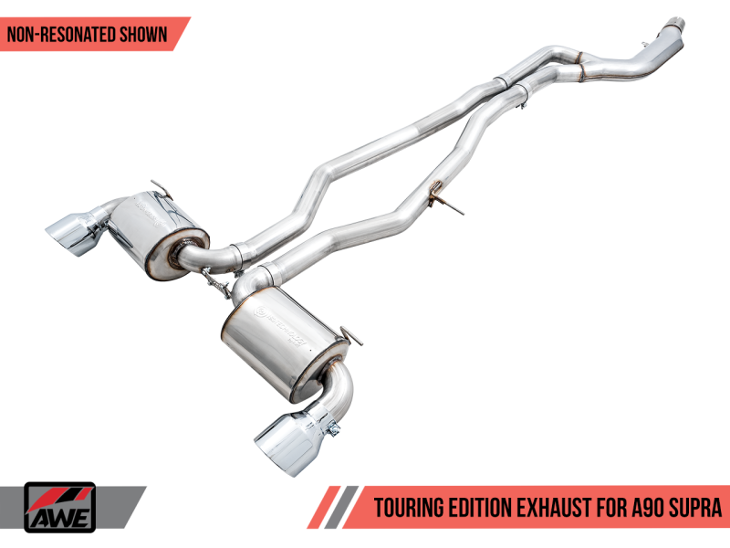 AWE Non-Resonated Touring Edition Exhaust - Chrome Silver Tips 2020+ Toyota Supra