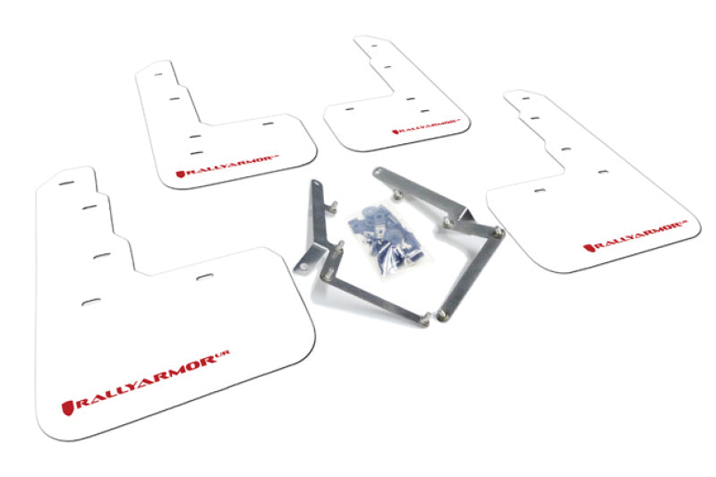 Rally Armor UR White Mud Flap w/ Red Logo 2017-2021 Honda Civic Type R