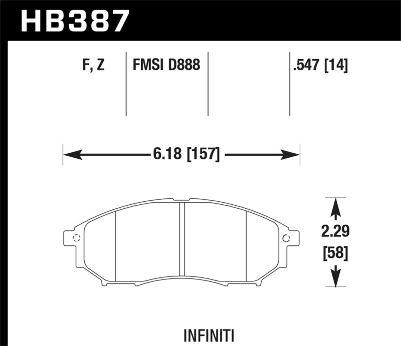 Hawk HPS Street Front Brake Pads 2005-2008 G35 / 2009-2012 G37 w/o Brembo