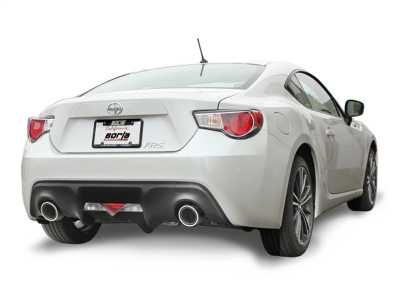 Borla S-Type Cat Back Exhaust for 2013+ BRZ/FRS/86 and 2022 BRZ/GR86, known for its robust performance and distinctive sound enhancement.