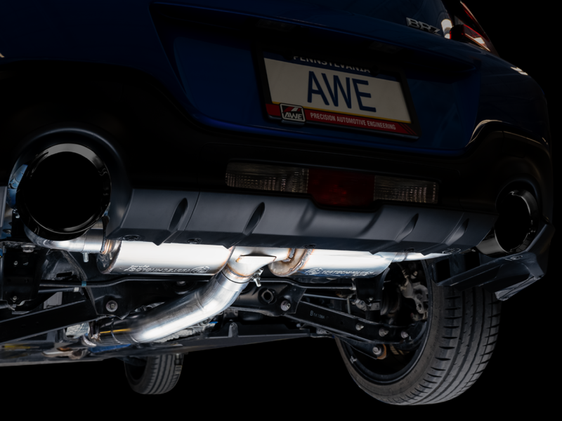 AWE Touring Edition Catback Exhaust with Diamond Black Tips for 2013-2022 BRZ, 2017-2021 Toyota 86, and 2022 GR86, delivering high-performance and sleek design.