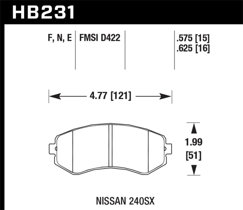 Hawk HPS Street Front Brake Pads 1989-1994 240SX (non-ABS) / 1995-1996 240SX