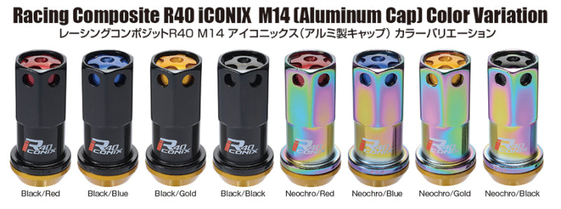 Project Kics 14x1.25 R40 Iconix Lock & Lug Nuts - Neo Chrome w/Gold Cap (16+4 Locks)