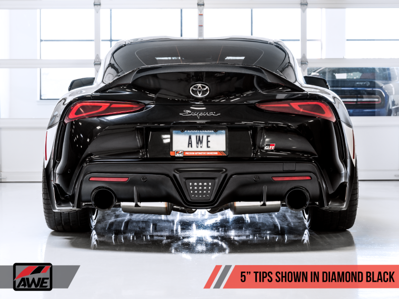 AWE 2020+ Toyota Supra A90 Resonated Touring Edition Exhaust - 5in Diamond Black Tips