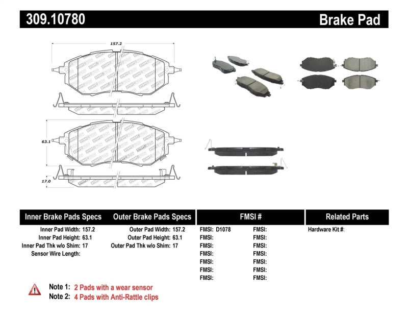 StopTech Performance 2015-2021 WRX Front Brake Pads