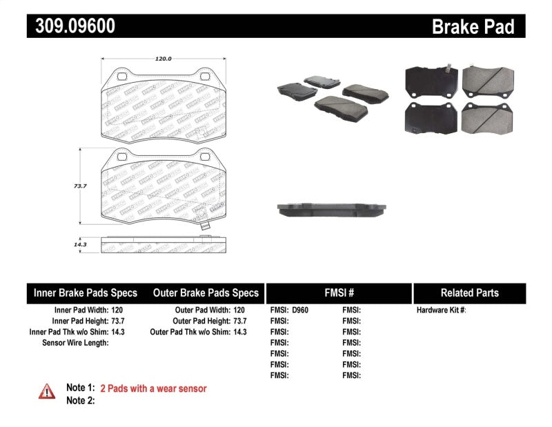 StopTech Performance Front Brake Pads 2002-2008 350Z / G35 w/ Brembo Calipers