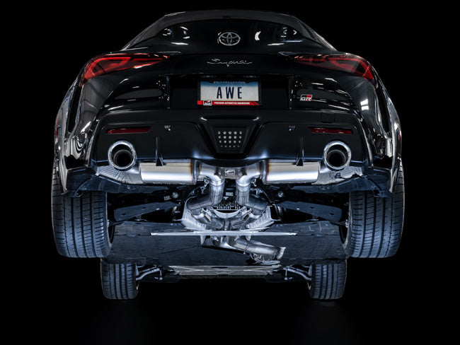 AWE Tuning Resonated Touring Edition Exhaust - 5in Diamond Black Tips 2020+ Toyota Supra