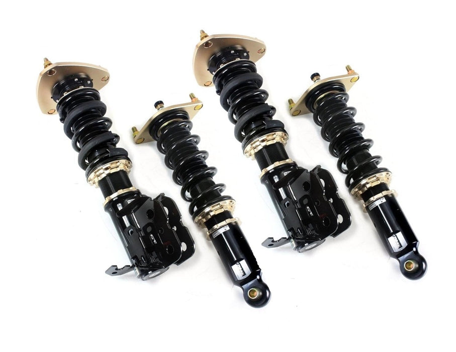 Visual of BC Racing BR Extreme Low Coilovers installed on a 2013+ BRZ/FRS/86 and 2022 BRZ/GR86. These premium coilovers offer an extremely low ride height, providing enhanced suspension performance for the specified vehicle models, delivering a sportier appearance and improved handling capabilities.