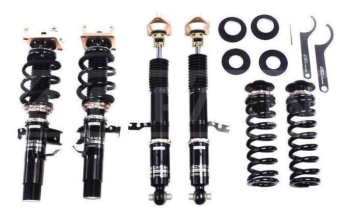 Image showcasing BC Racing BR Series Coilovers with 5k/11k spring rates installed on a 2020+ Toyota Supra. These high-performance coilovers are equipped with specific spring rates to optimize the suspension system for the specified vehicle, delivering improved handling and ride comfort for a tailored driving experience.
