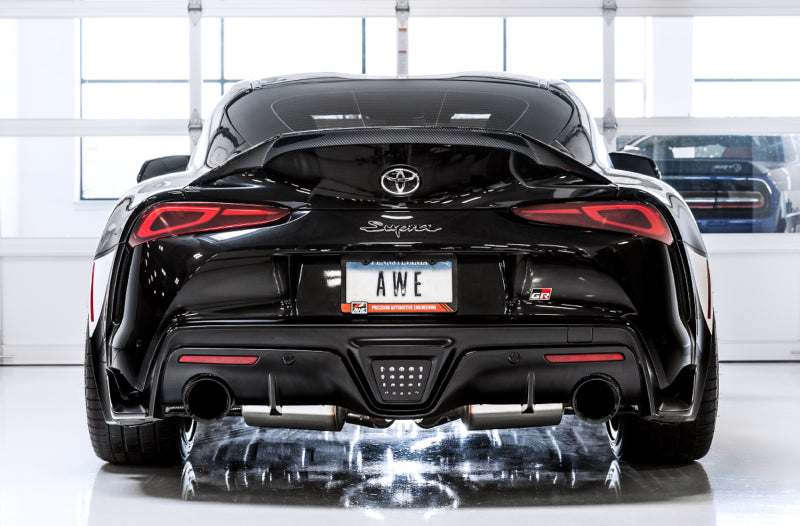 AWE 2020+ Toyota Supra A90 Resonated Touring Edition Exhaust - 5in Diamond Black Tips