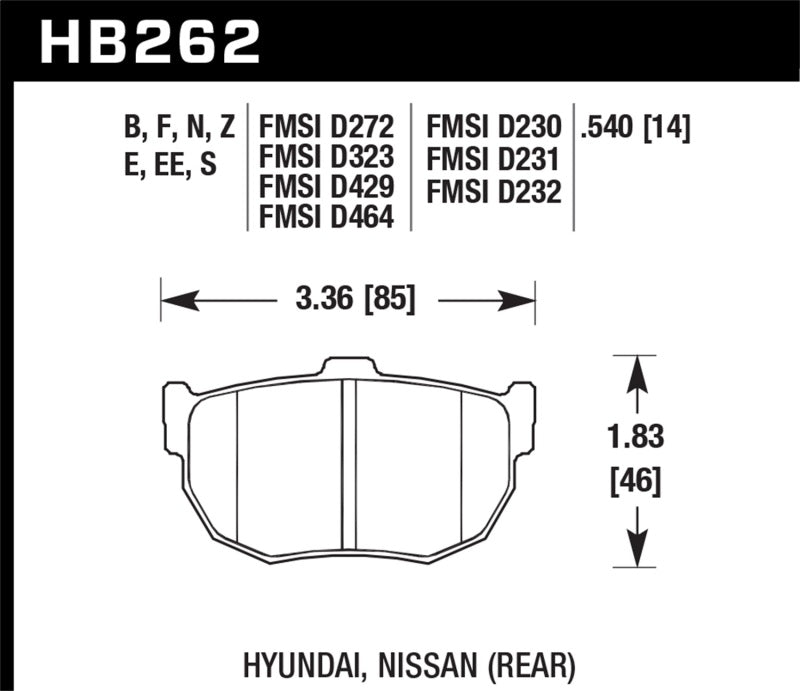 Hawk HP+ Street Rear Brake Pads 1989-1998 Nissan 240SX S13/S14