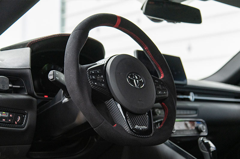 OLM Alcantara Pro Steering Wheel Alcantara w/ Red Stripe 2020+ Supra