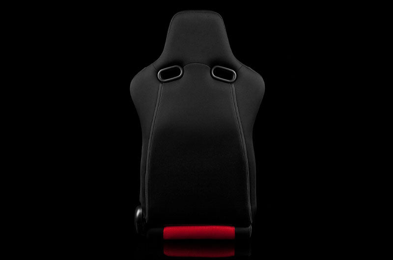 Braum Venom Series Sport Seats - Black and Red Cloth (Red Stitching) Pair - Universal