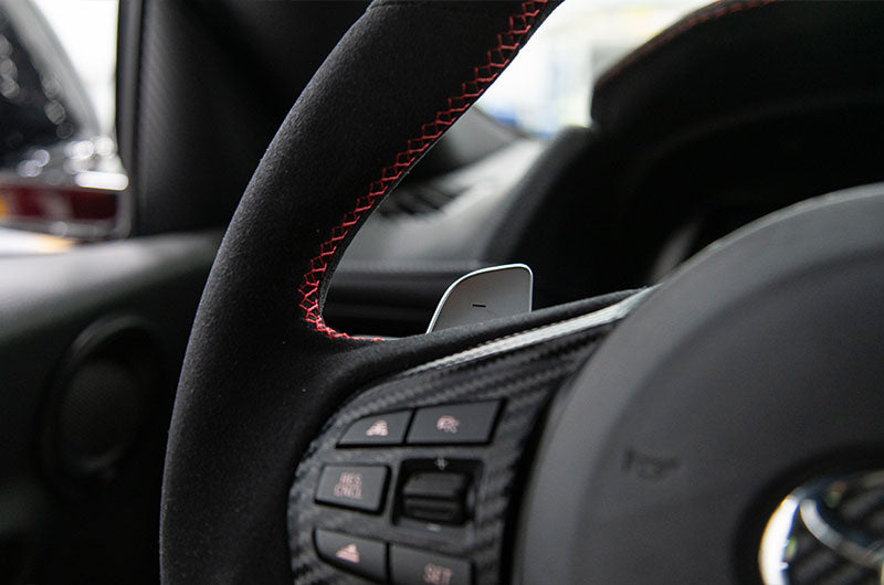 OLM Alcantara Pro Steering Wheel Alcantara w/ Red Stripe 2020+ Supra